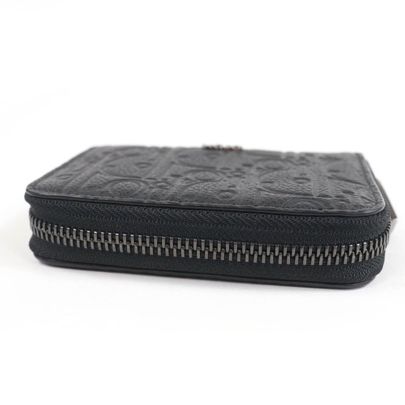 DIOR 2esbc316flg Zip Coin Case Gravity Leather Coin Case Black With Box And