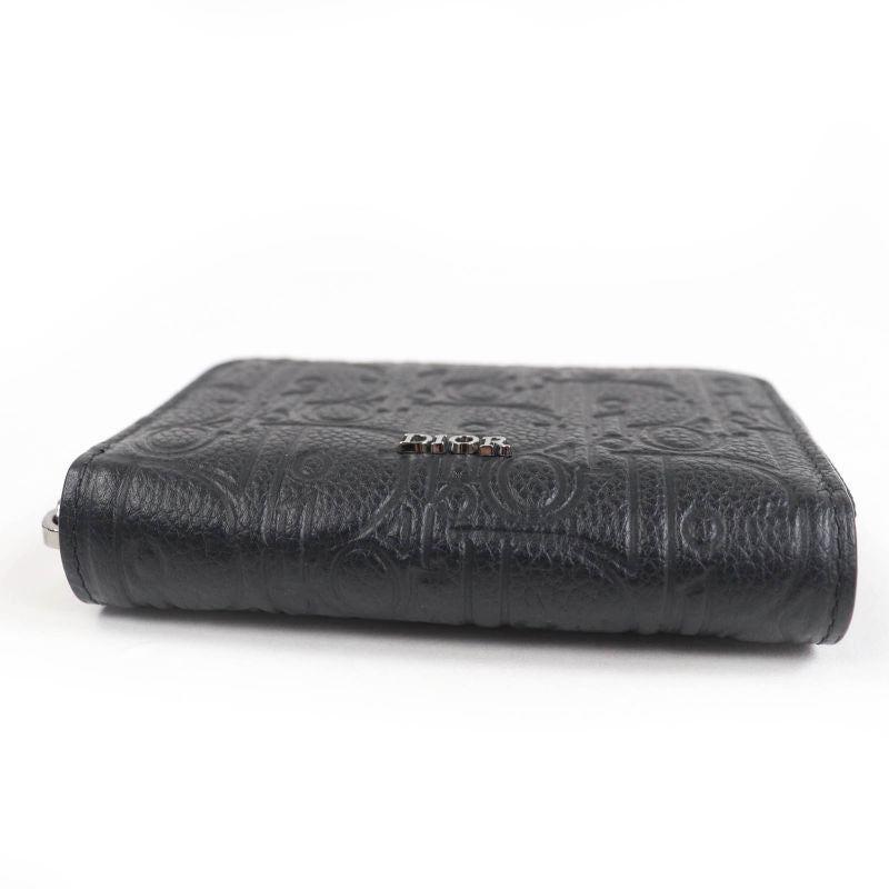DIOR 2esbc316flg Zip Coin Case Gravity Leather Coin Case Black With Box And