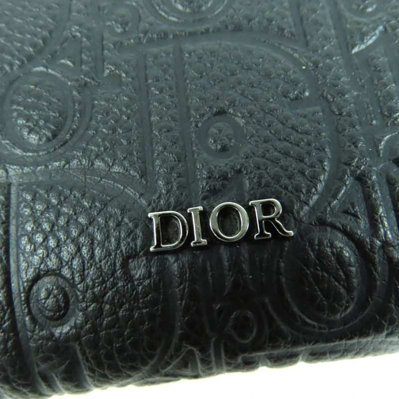DIOR 2esbc316flg Zip Coin Case Gravity Leather Coin Case Black With Box And