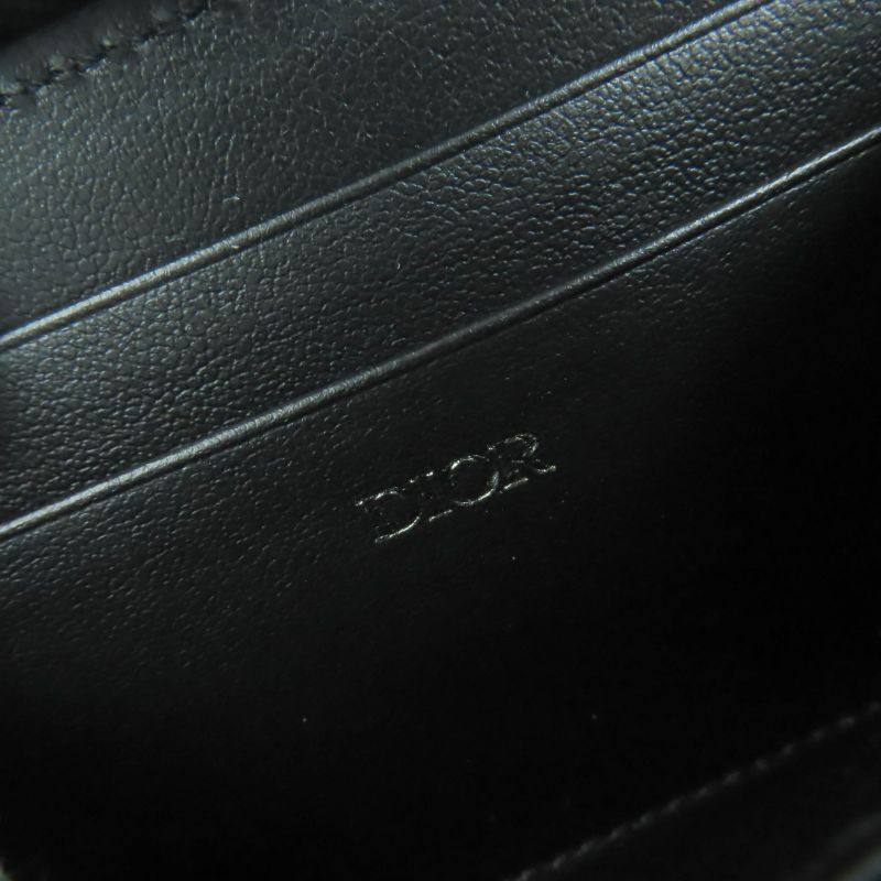 DIOR 2esbc316flg Zip Coin Case Gravity Leather Coin Case Black With Box And