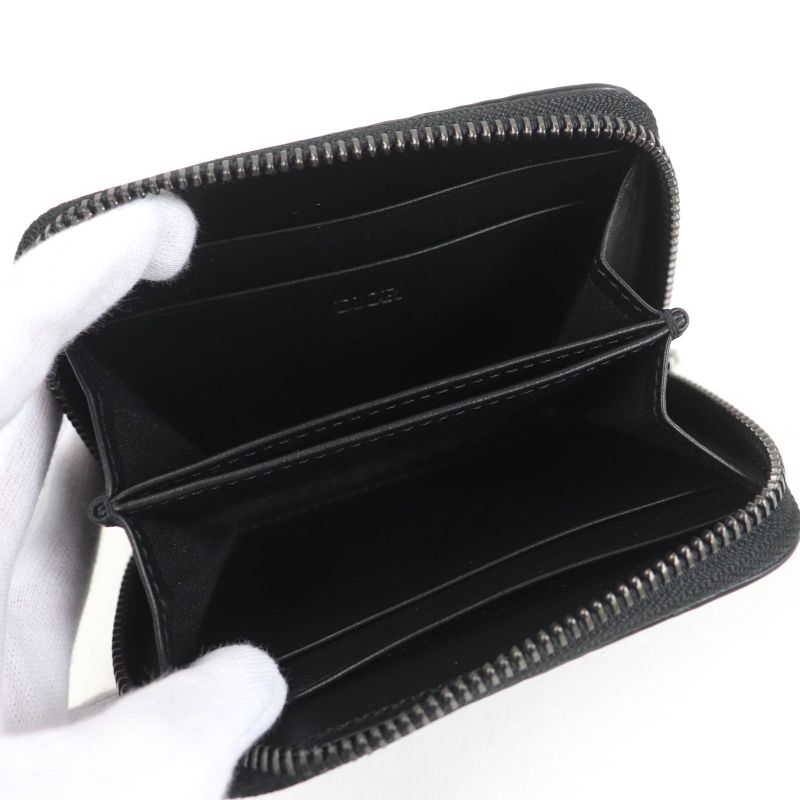 DIOR 2esbc316flg Zip Coin Case Gravity Leather Coin Case Black With Box And