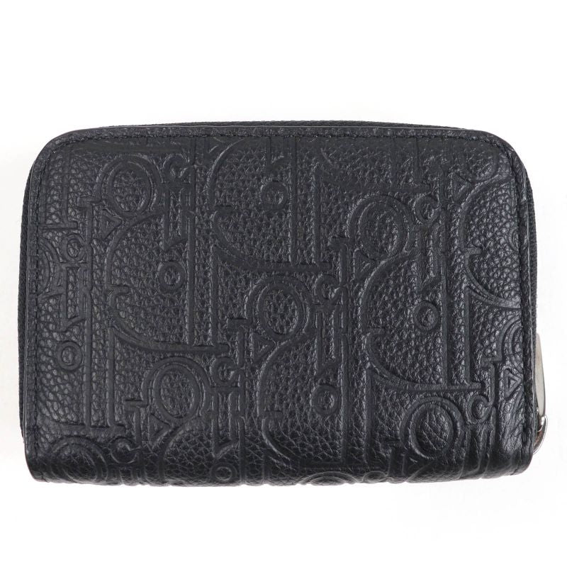 DIOR 2esbc316flg Zip Coin Case Gravity Leather Coin Case Black With Box And