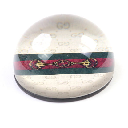 Gucci Glass Horsebit Sherry Line Interlocking G Paperweight Clear With Box Made