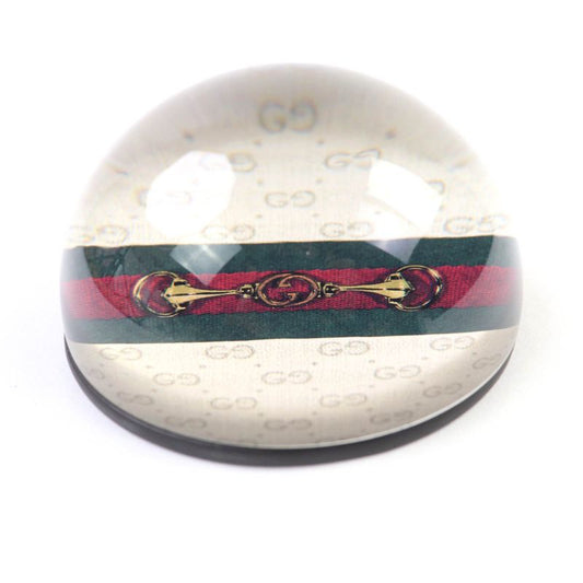 Gucci Glass Horsebit Sherry Line Interlocking G Paperweight Clear With Box Made