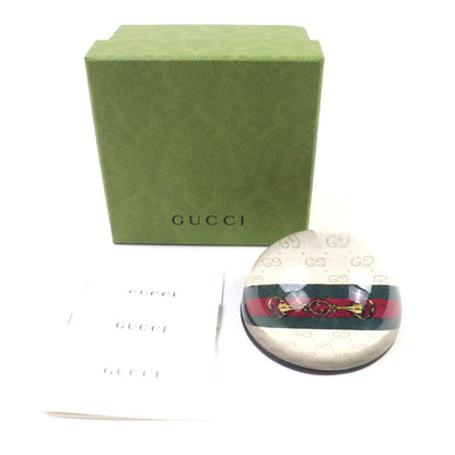 Gucci Glass Horsebit Sherry Line Interlocking G Paperweight Clear With Box Made