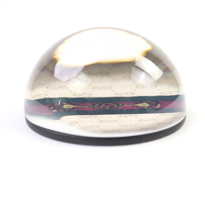 Gucci Glass Horsebit Sherry Line Interlocking G Paperweight Clear With Box Made