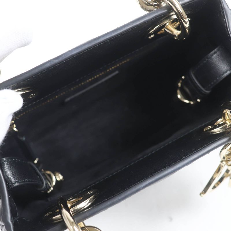 Christian DIOR Canage Lady 95.22 Mini Lambskin 2WAY Handbag Shoulder Bag Black