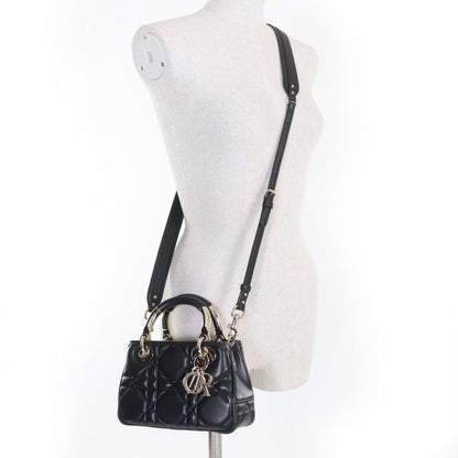 Christian DIOR Canage Lady 95.22 Mini Lambskin 2WAY Handbag Shoulder Bag Black