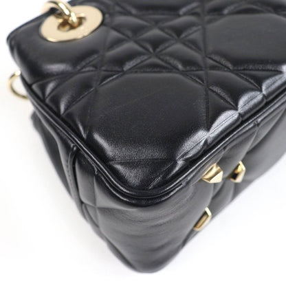 Christian DIOR Canage Lady 95.22 Mini Lambskin 2WAY Handbag Shoulder Bag Black