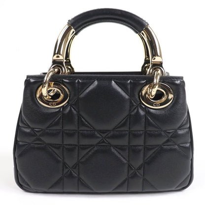 Christian DIOR Canage Lady 95.22 Mini Lambskin 2WAY Handbag Shoulder Bag Black