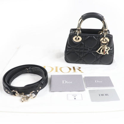 Christian DIOR Canage Lady 95.22 Mini Lambskin 2WAY Handbag Shoulder Bag Black