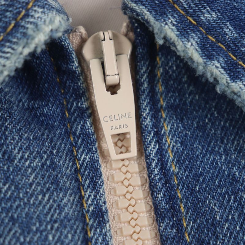 Celine 22SS 2q398930f Star Embroidery Loose Teddy Zip-up Blouson Denim Jacket