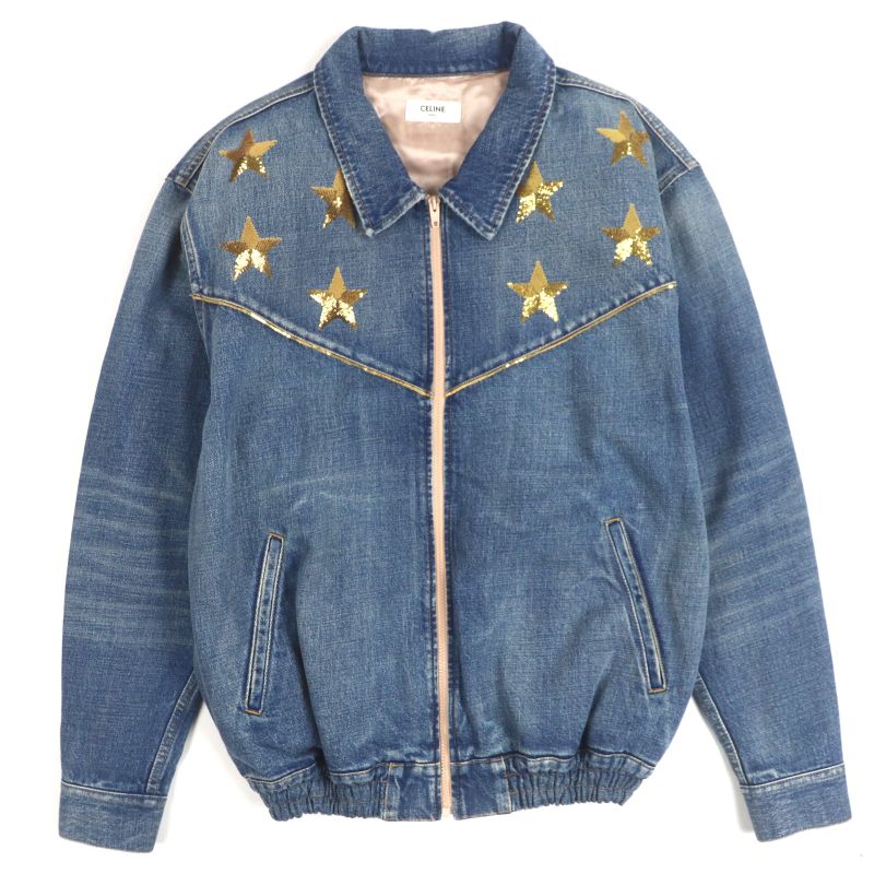 Celine 22SS 2q398930f Star Embroidery Loose Teddy Zip-up Blouson Denim Jacket