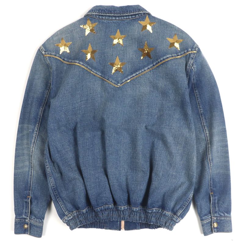 Celine 22SS 2q398930f Star Embroidery Loose Teddy Zip-up Blouson Denim Jacket