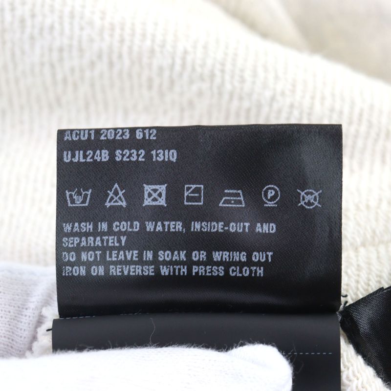 Prada 2023 Ujl24b Logo Embroidery Pullover Cotton Fleece Hoodie Ivory L Genuine