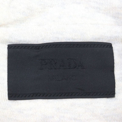 Prada 2023 Ujl24b Logo Embroidery Pullover Cotton Fleece Hoodie Ivory L Genuine