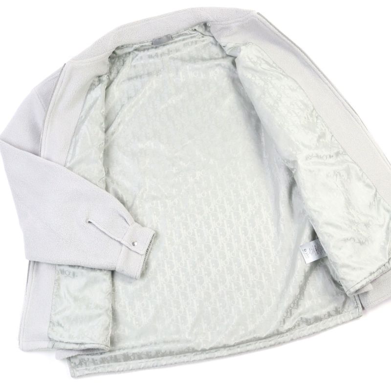 DIOR Homme 2025 513j501a0892 Logo Patch Lined Oblique Zip Up Fleece Jacket Gray