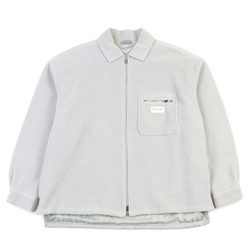 DIOR Homme 2025 513j501a0892 Logo Patch Lined Oblique Zip Up Fleece Jacket Gray