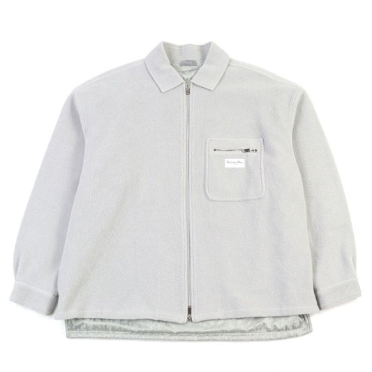 DIOR Homme 2025 513j501a0892 Logo Patch Lined Oblique Zip Up Fleece Jacket Gray