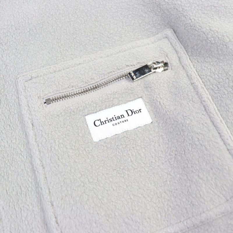 DIOR Homme 2025 513j501a0892 Logo Patch Lined Oblique Zip Up Fleece Jacket Gray