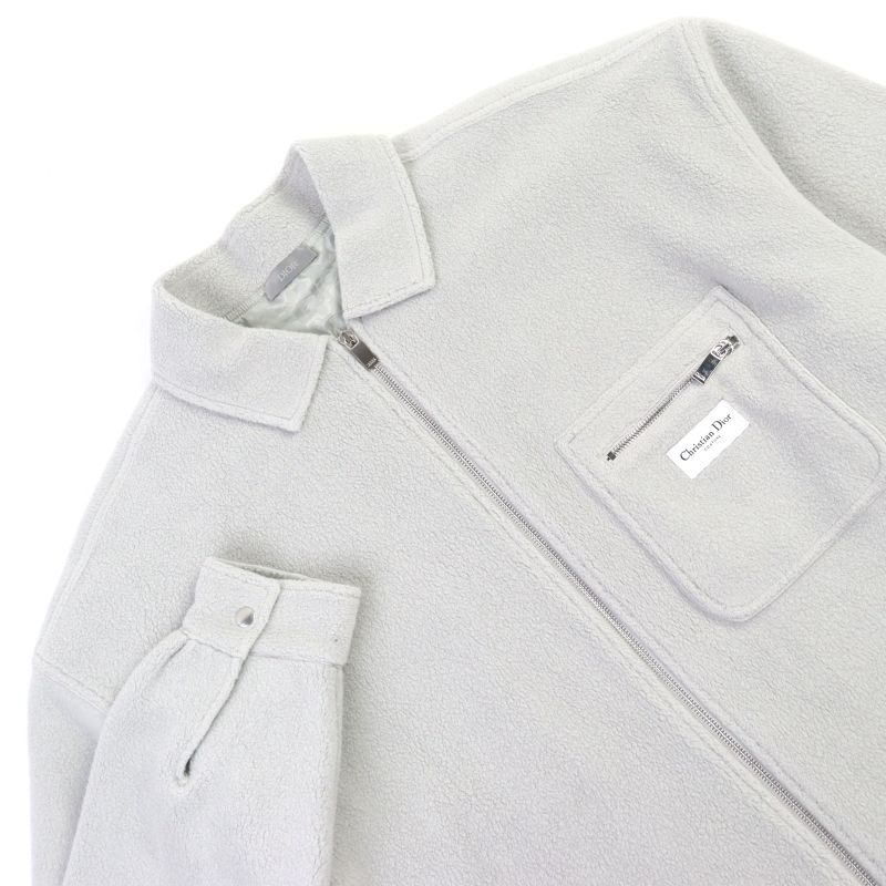 DIOR Homme 2025 513j501a0892 Logo Patch Lined Oblique Zip Up Fleece Jacket Gray
