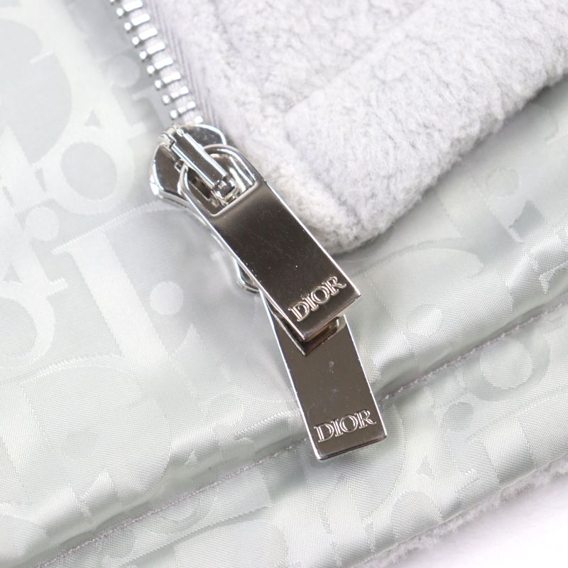 DIOR Homme 2025 513j501a0892 Logo Patch Lined Oblique Zip Up Fleece Jacket Gray