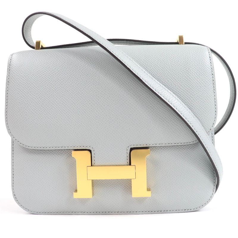 Hermes Constance 3 Mini Miroir Vaux Epson Blue Glacier Gold Hardware Shoulder