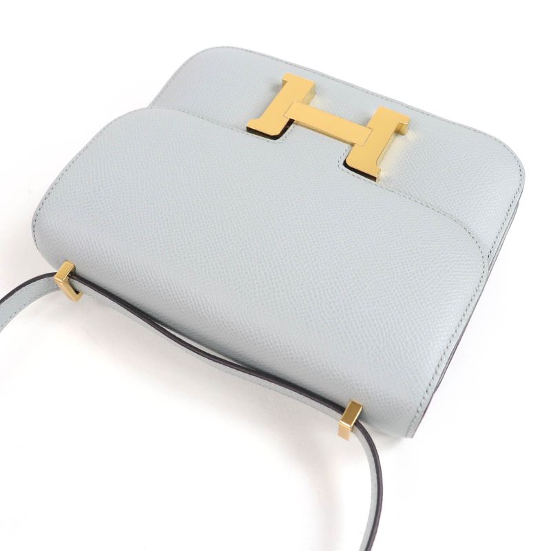 Hermes Constance 3 Mini Miroir Vaux Epson Blue Glacier Gold Hardware Shoulder