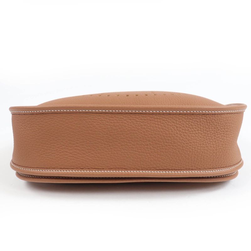 Hermes Evelyn 3PM Taurillon Clemence Gold Silver Hardware Shoulder Bag Engraved