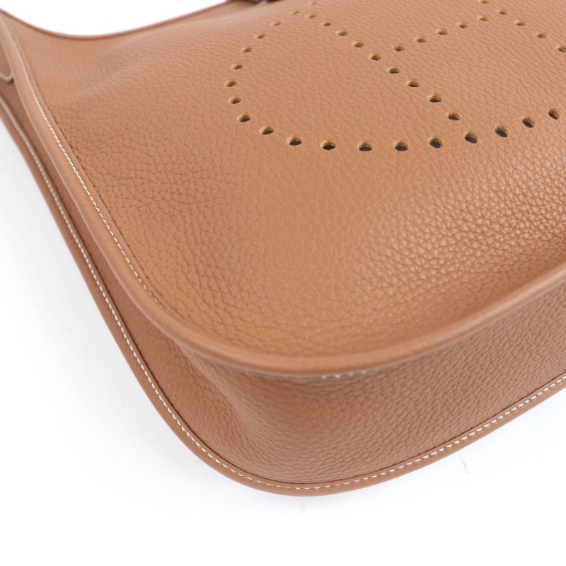 Hermes Evelyn 3PM Taurillon Clemence Gold Silver Hardware Shoulder Bag Engraved