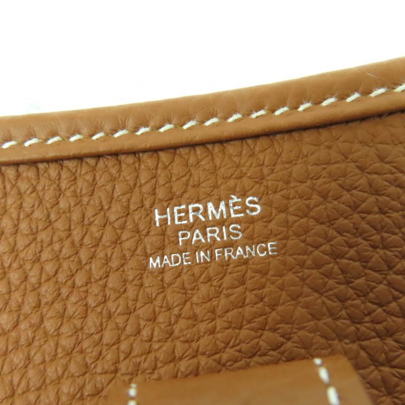 Hermes Evelyn 3PM Taurillon Clemence Gold Silver Hardware Shoulder Bag Engraved