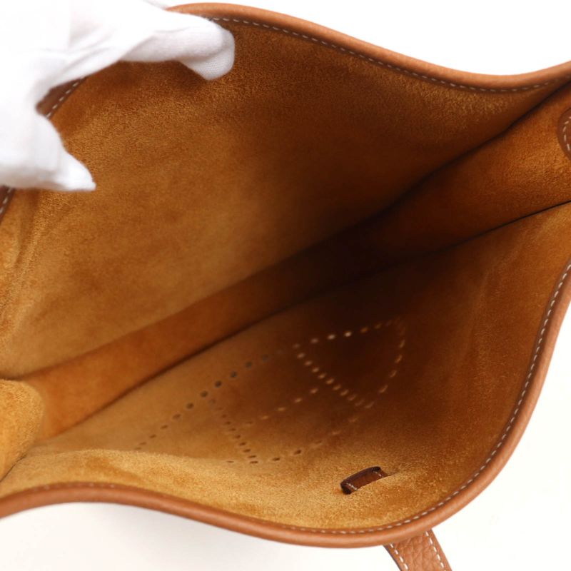 Hermes Evelyn 3PM Taurillon Clemence Gold Silver Hardware Shoulder Bag Engraved