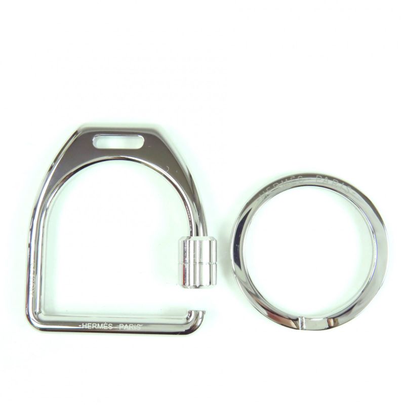 Hermes Key Holder Ettelier Metal Current Model Key Ring Silver With Box Swiss
