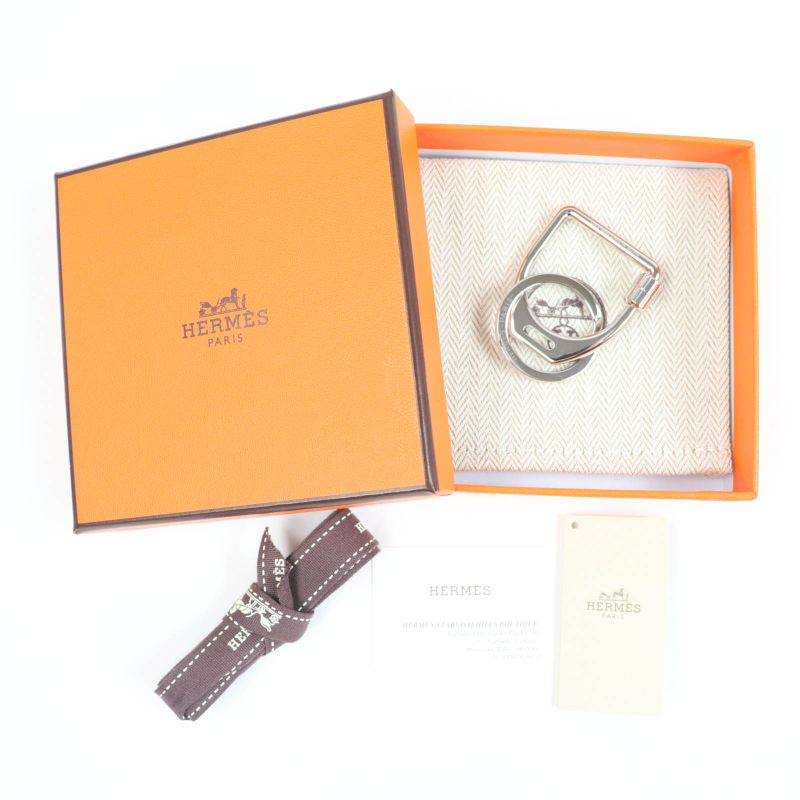 Hermes Key Holder Ettelier Metal Current Model Key Ring Silver With Box Swiss