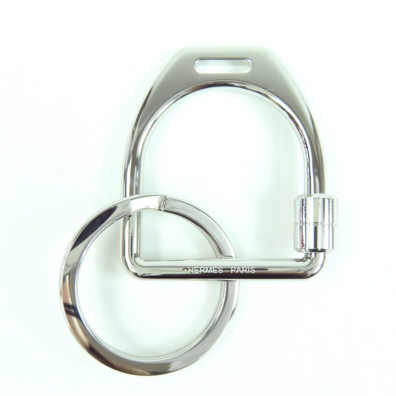 Hermes Key Holder Ettelier Metal Current Model Key Ring Silver With Box Swiss