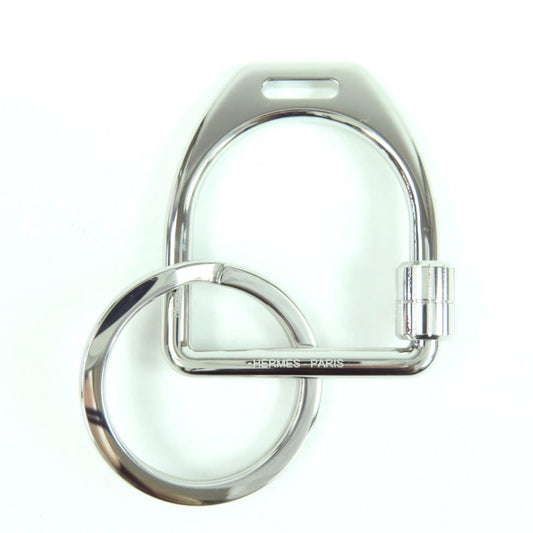 Hermes Key Holder Ettelier Metal Current Model Key Ring Silver With Box Swiss