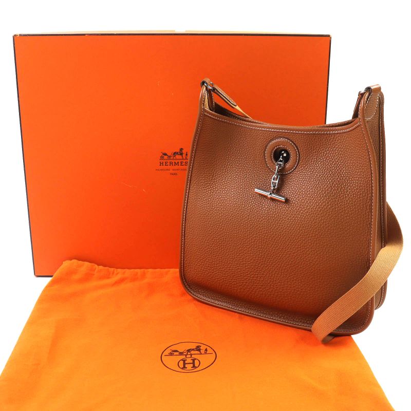 Hermes Vespa PM Togo Gold Silver Hardware Shoulder Bag G Engraved Storage With