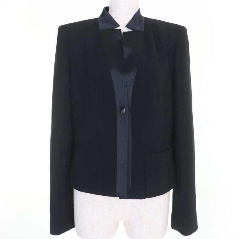 CHANEL 03A P21990w03211 Wool Silk Coco Mark Pyramid Button Jacket Black 40 Made