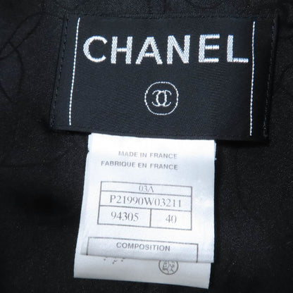 CHANEL 03A P21990w03211 Wool Silk Coco Mark Pyramid Button Jacket Black 40 Made