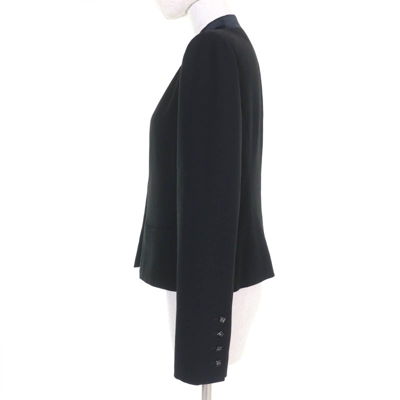 CHANEL 03A P21990w03211 Wool Silk Coco Mark Pyramid Button Jacket Black 40 Made