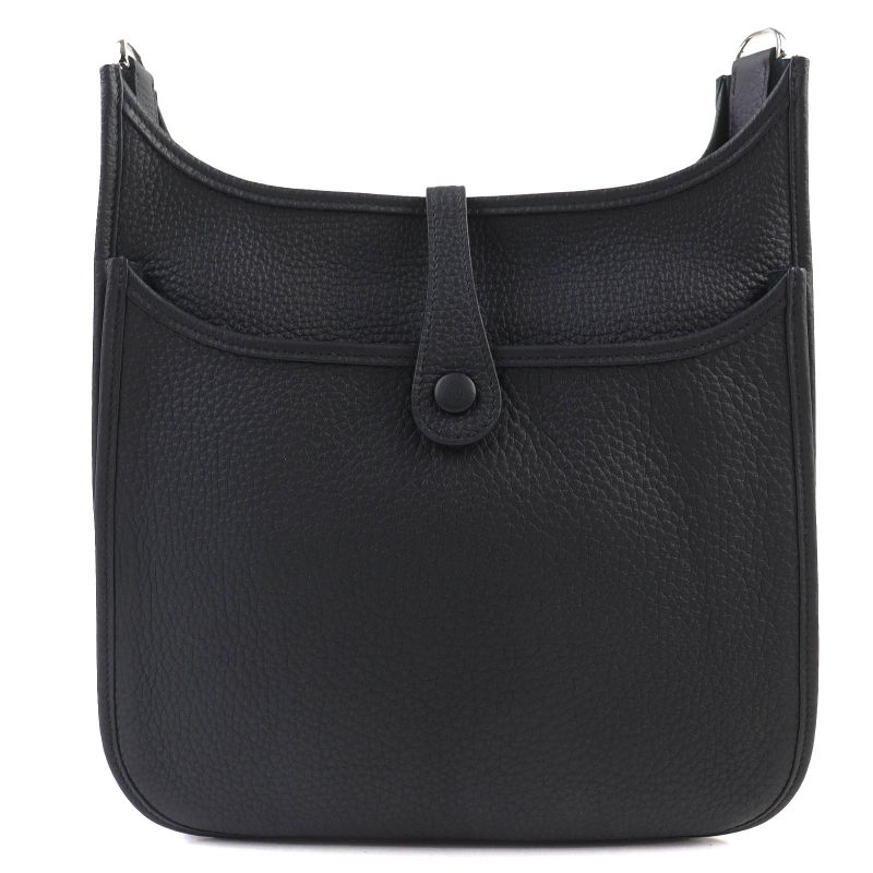 Hermes Evelyn 3 PM Taurillon Clemence Silver Hardware Shoulder Bag Black
