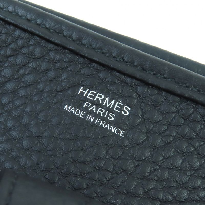 Hermes Evelyn 3 PM Taurillon Clemence Silver Hardware Shoulder Bag Black