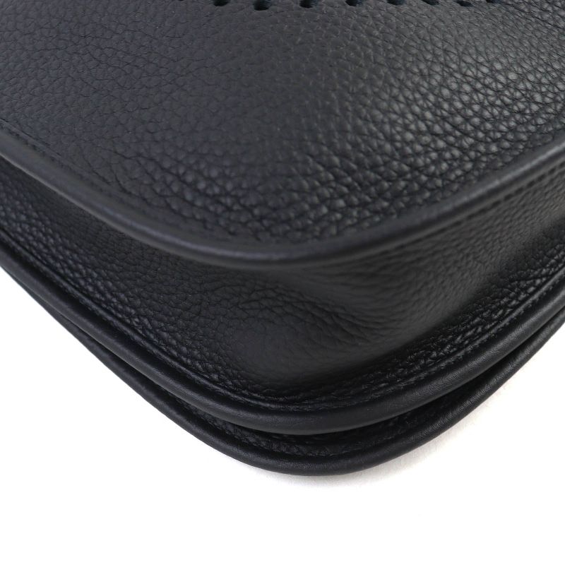 Hermes Evelyn 3 PM Taurillon Clemence Silver Hardware Shoulder Bag Black