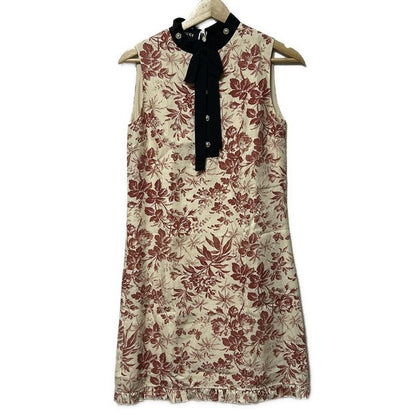 Gucci Dress Size 38 S Women - 417660 Zgp02 Beige Red And Black Crew Neck