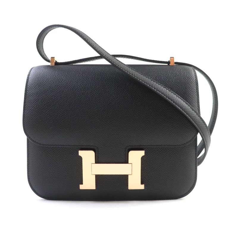 Hermes Constance 3 Mini Miroir Black Vaux Epson Rose Gold Hardware Shoulder Bag