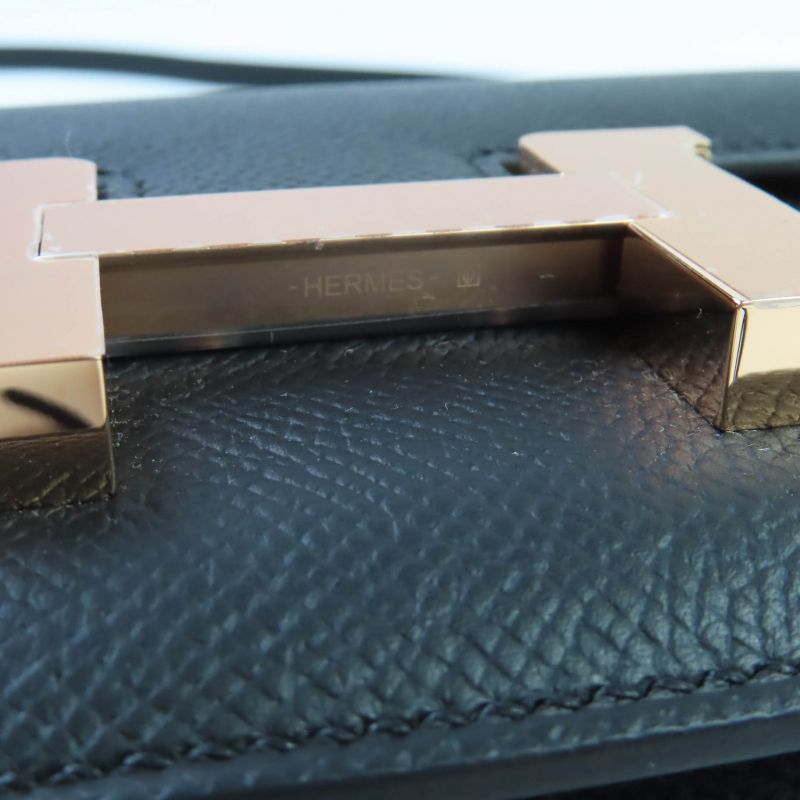 Hermes Constance 3 Mini Miroir Black Vaux Epson Rose Gold Hardware Shoulder Bag