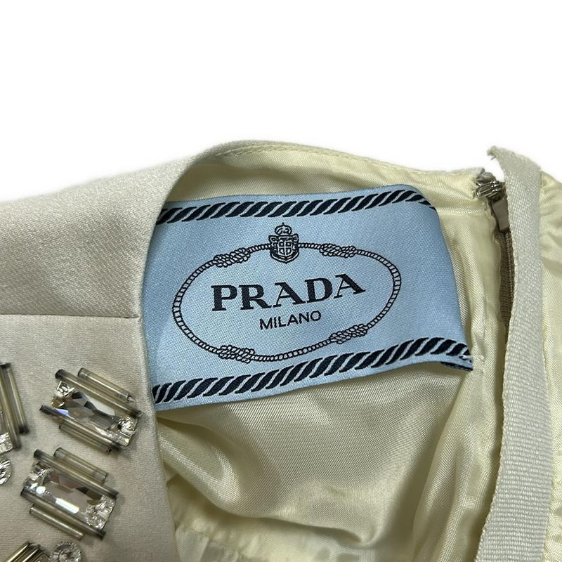 Prada Dress Size 36 S Women - Ivory Crew Neck/sleeveless/knee Length/bijoux