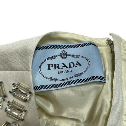 Prada Dress Size 36 S Women - Ivory Crew Neck/sleeveless/knee Length/bijoux