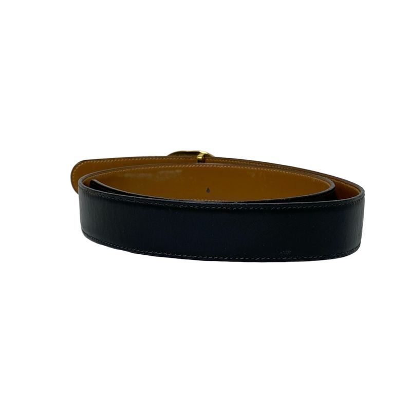 Gucci Belt 70-28 - Black And Gold Interlocking G Leather