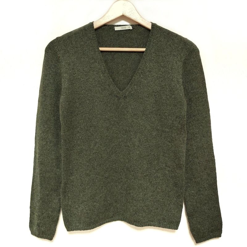 Prada Long Sleeved Sweater Size 40 M Women - Khaki V-neck